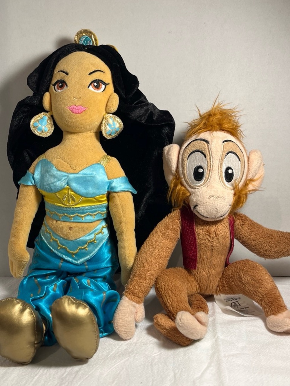 Disney Jasmine Plush Doll in Blue and Gold with Abu Monkey
